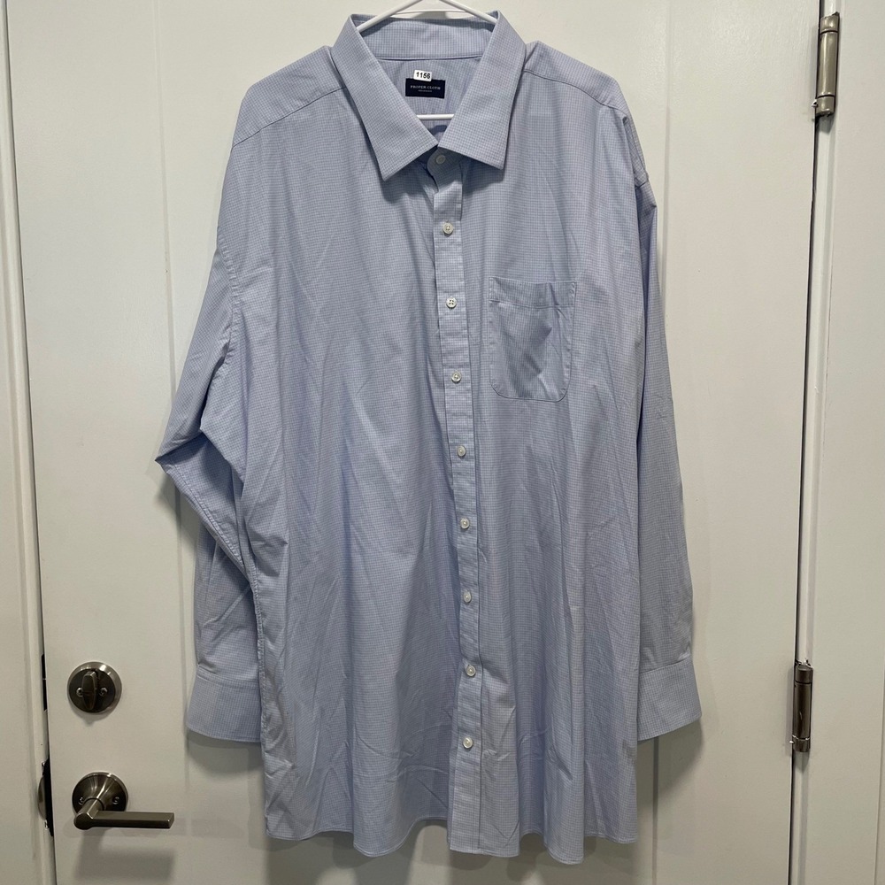 Proper Cloth Performance Blue White Dress Shirt Button Down Mens XXL